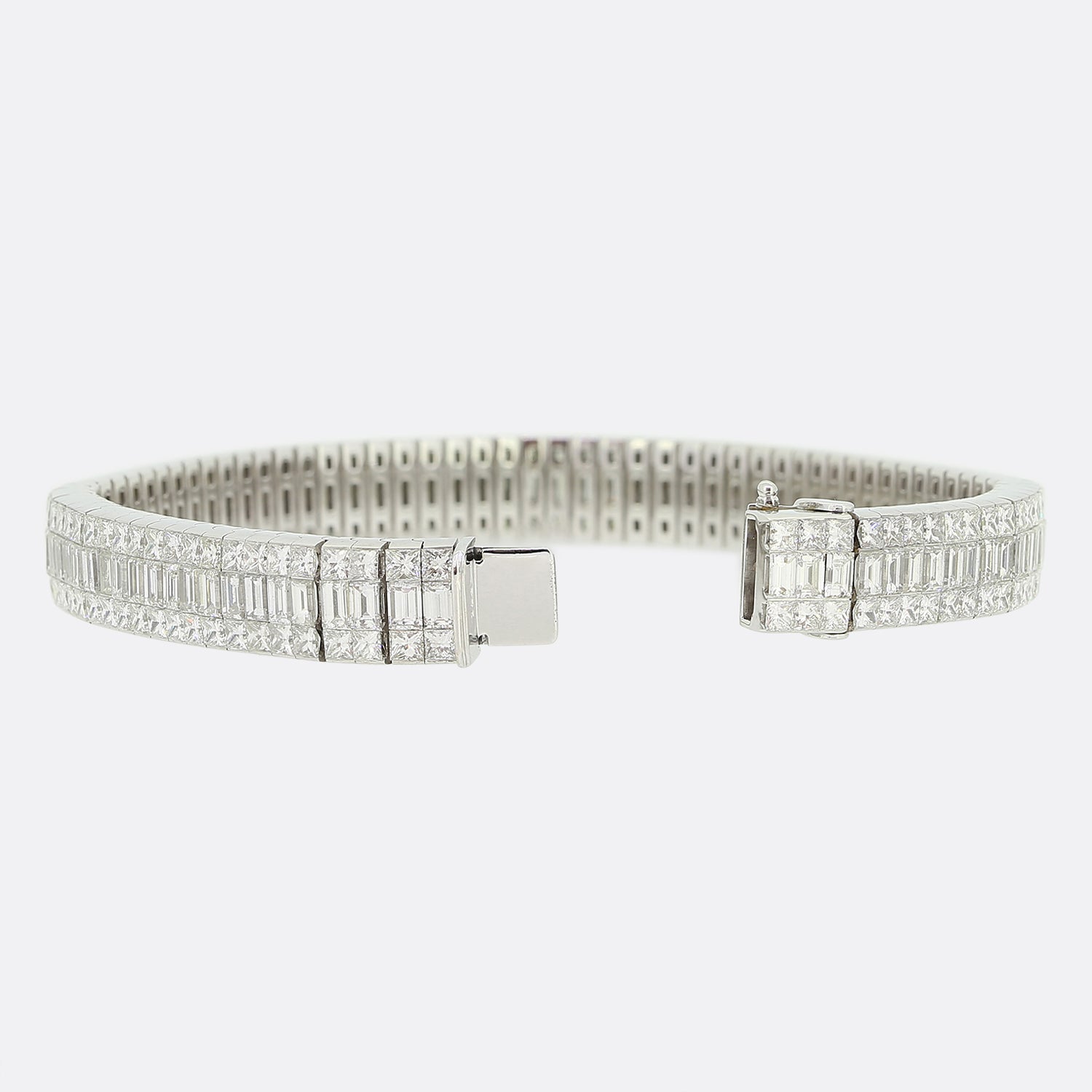 18.48 Carat Baguette and Princess Cut Diamond Line Bracelet The