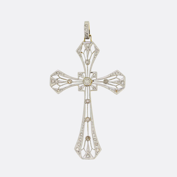 Edwardian French Diamond Cross Pendant