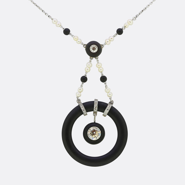 Marsh and Co. Art Deco Pearl and Diamond Necklace