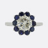 1.50 Carat Diamond and Sapphire Cluster Ring