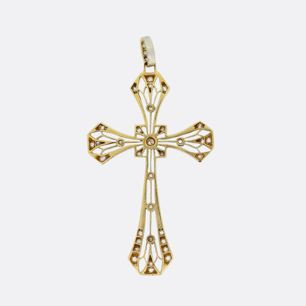 Edwardian French Diamond Cross Pendant