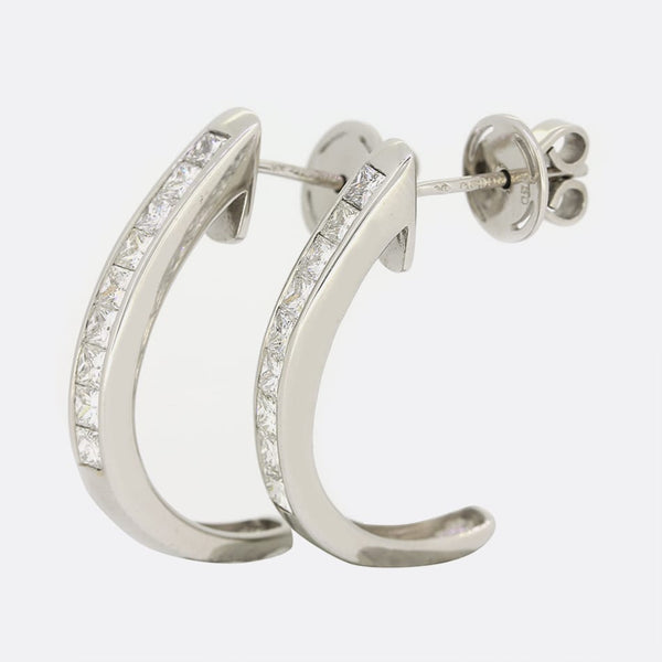 1.00 Carat Princess Cut Diamond Drop Earrings