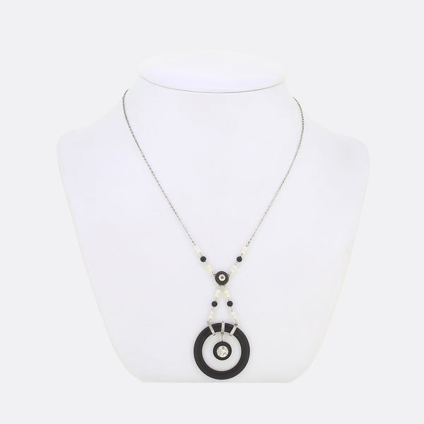 Marsh and Co. Art Deco Pearl and Diamond Necklace