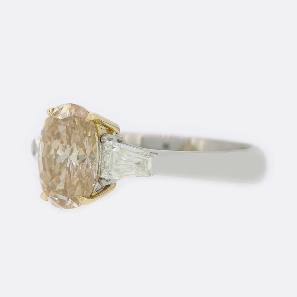 2.58 Carat Fancy Brownish Yellowish Orange Diamond Engagement Ring