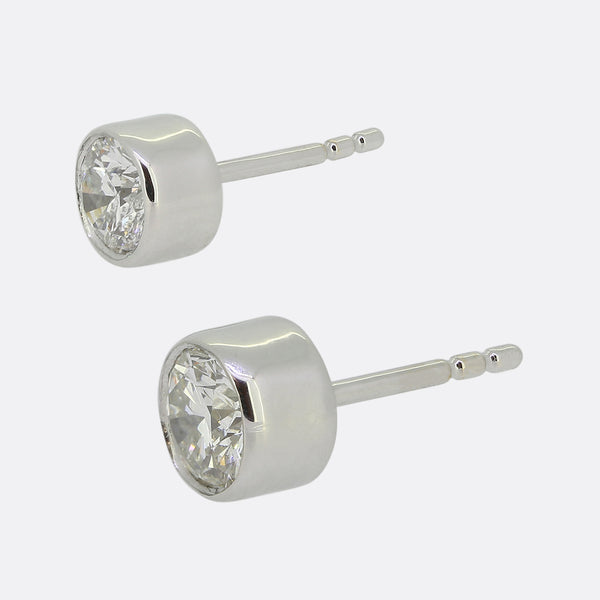 1.00 Carat Brilliant Cut Diamond Stud Earrings