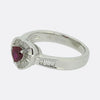0.57 Carat Ruby and Baguette Cut Diamond Heart Ring