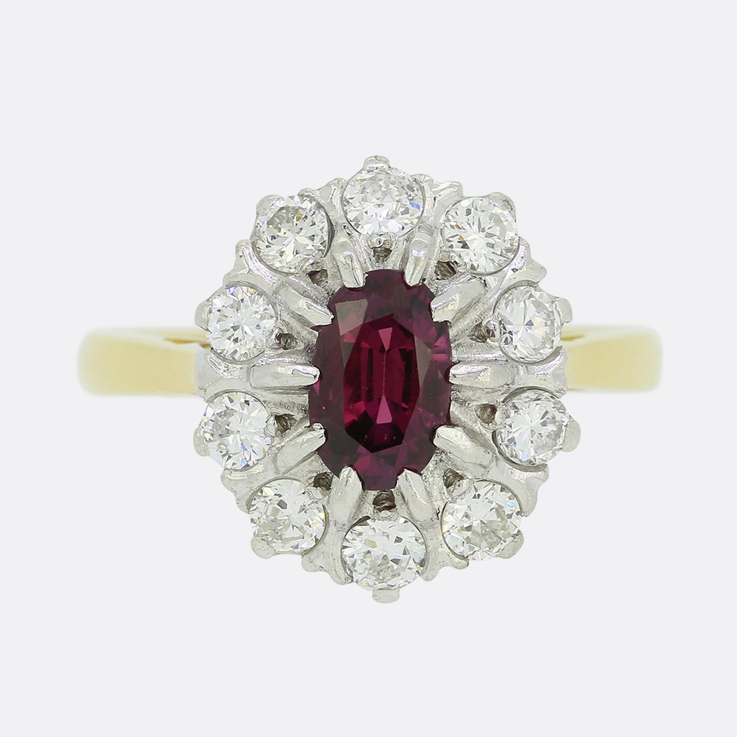 Vintage Ruby and Diamond Cluster Ring