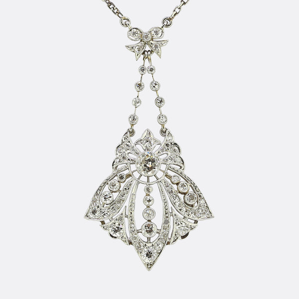 Art Nouveau Diamond Pendant Necklace