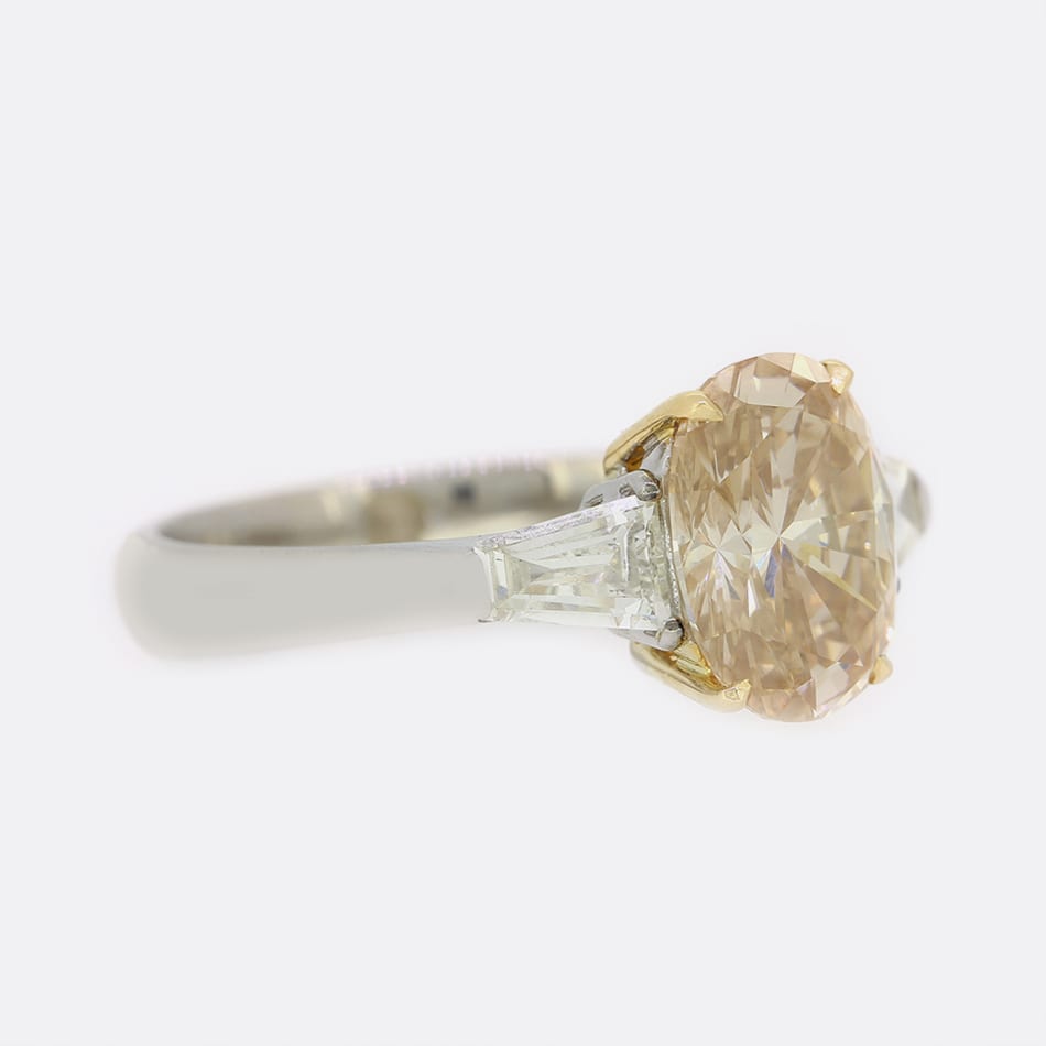 2.58 Carat Fancy Brownish Yellowish Orange Diamond Engagement Ring