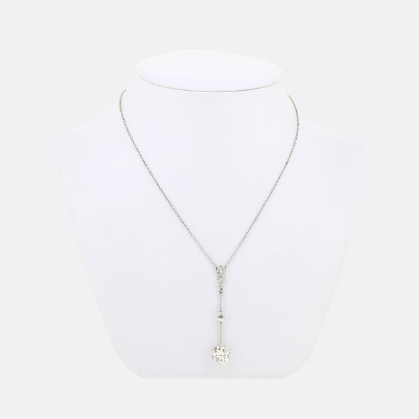 Antique 3.65 Carat Old Cut Diamond Necklace