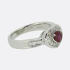 0.57 Carat Ruby and Baguette Cut Diamond Heart Ring