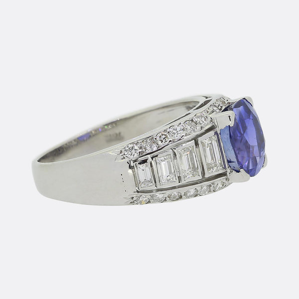 2.50 Carat Ceylon Sapphire and Diamond Cluster Ring