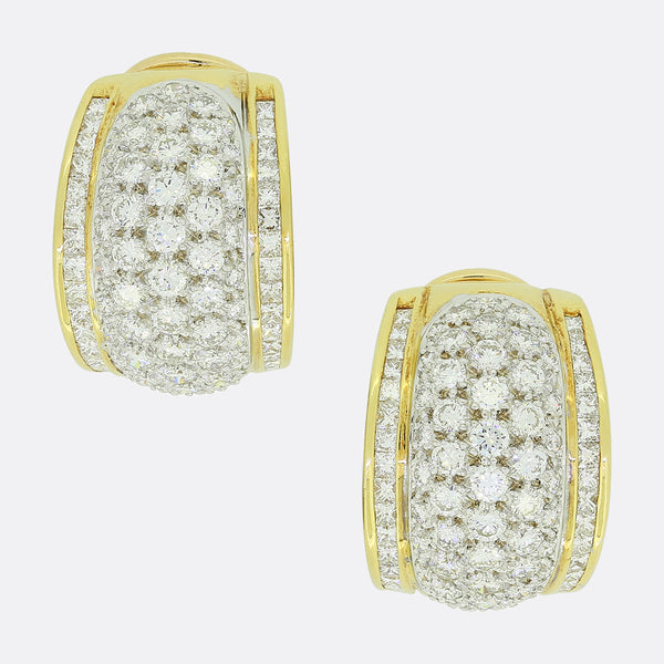 Large Pavé Diamond Set Earrings