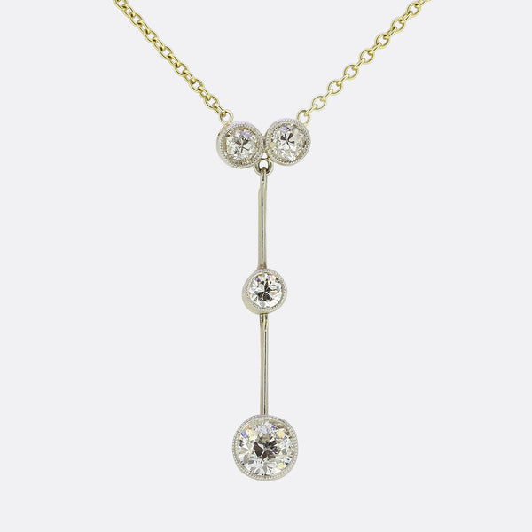 Antique Old Cut Diamond Drop Necklace