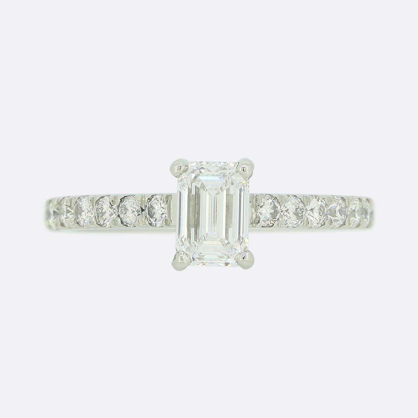 0.80 Carat Emerald Cut Diamond Solitaire Engagement Ring