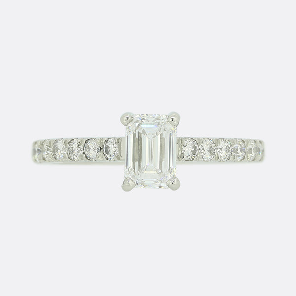0.80 Carat Emerald Cut Diamond Solitaire Engagement Ring