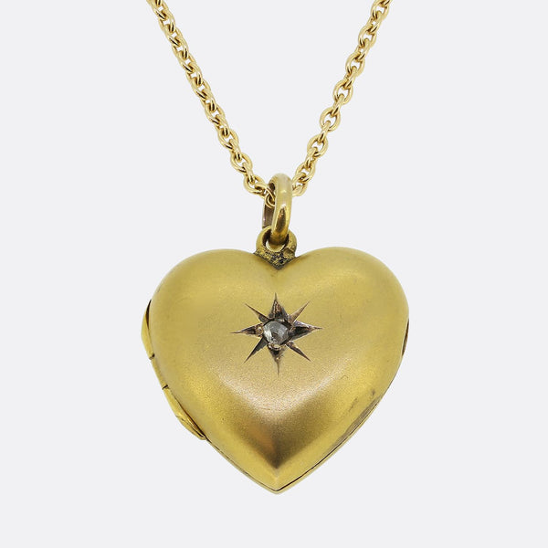 Victorian Diamond Love Heart Locket Necklace