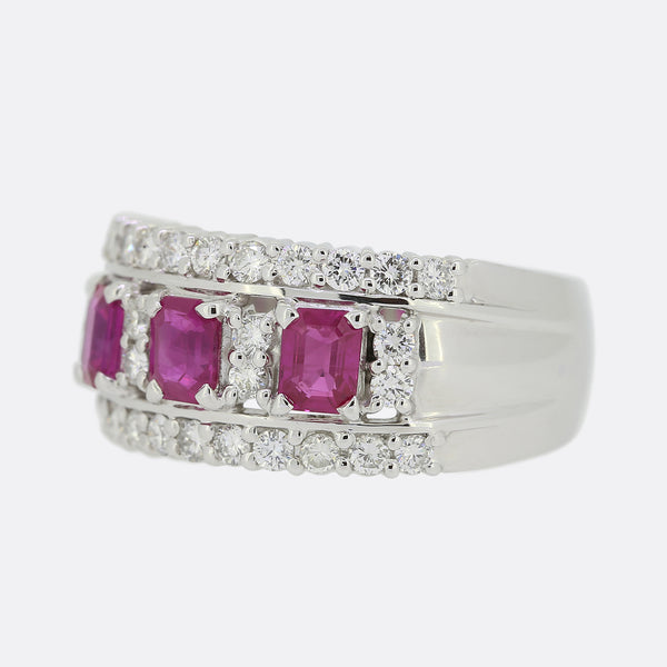 Three Stone Ruby and Diamond Ring