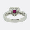 0.57 Carat Ruby and Baguette Cut Diamond Heart Ring