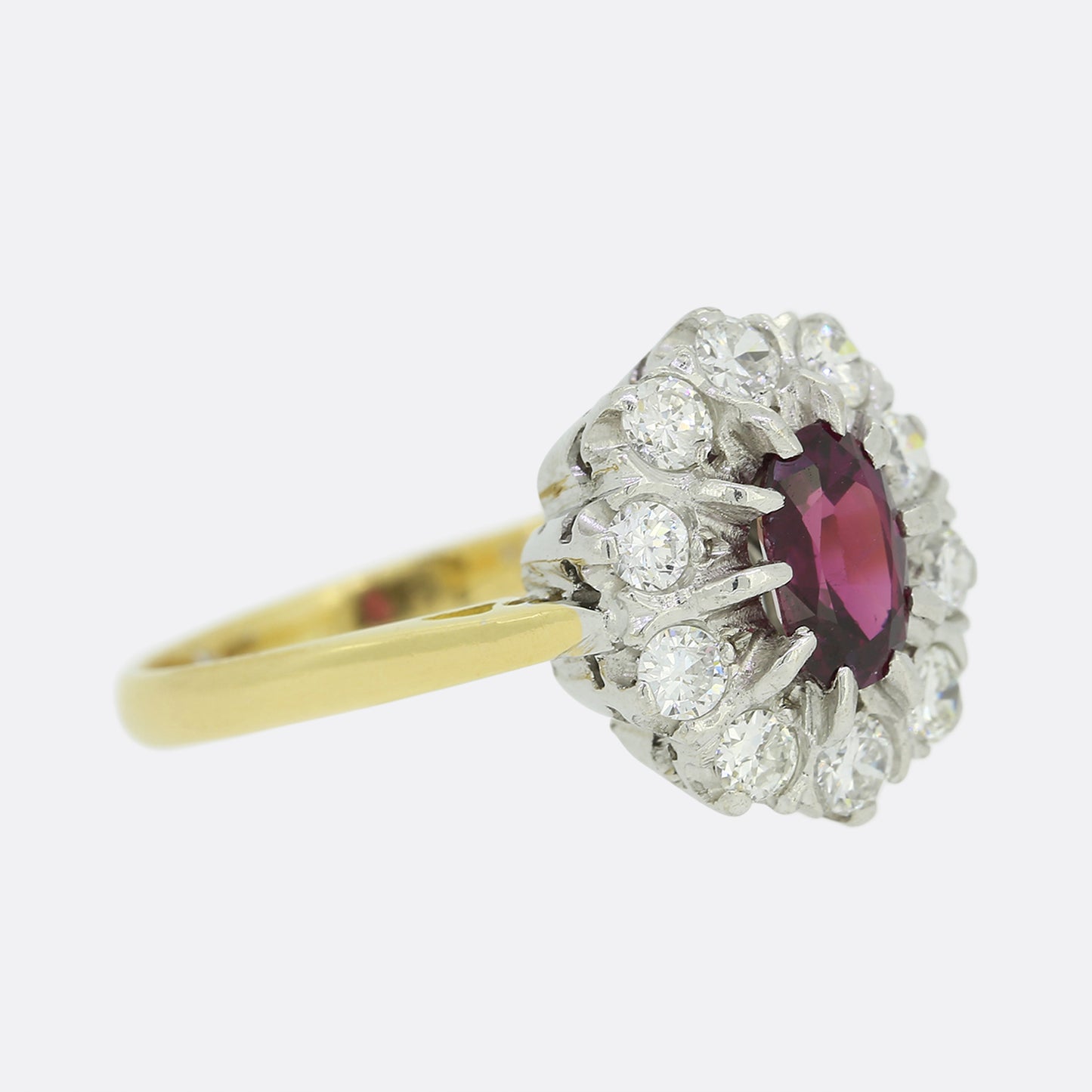 Vintage Ruby and Diamond Cluster Ring