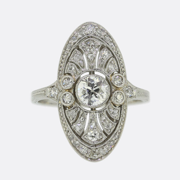 Art Deco Diamond Tablet Ring