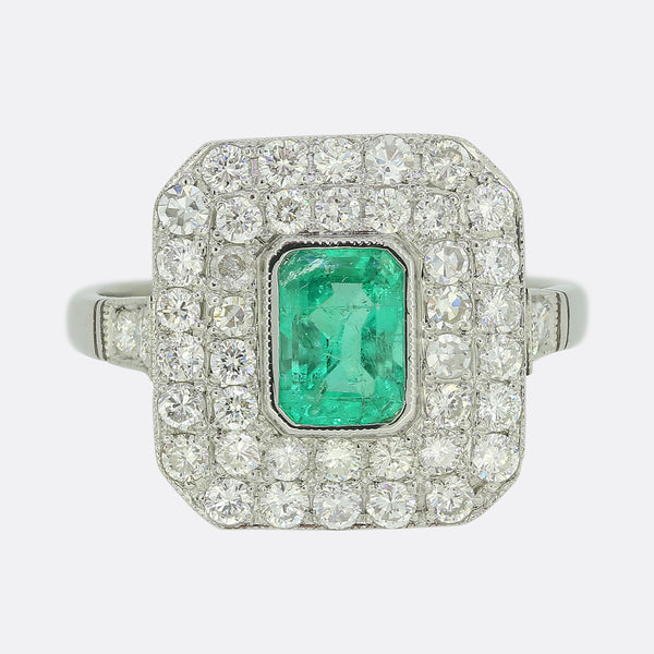 Art Deco Style Emerald and Diamond Ring