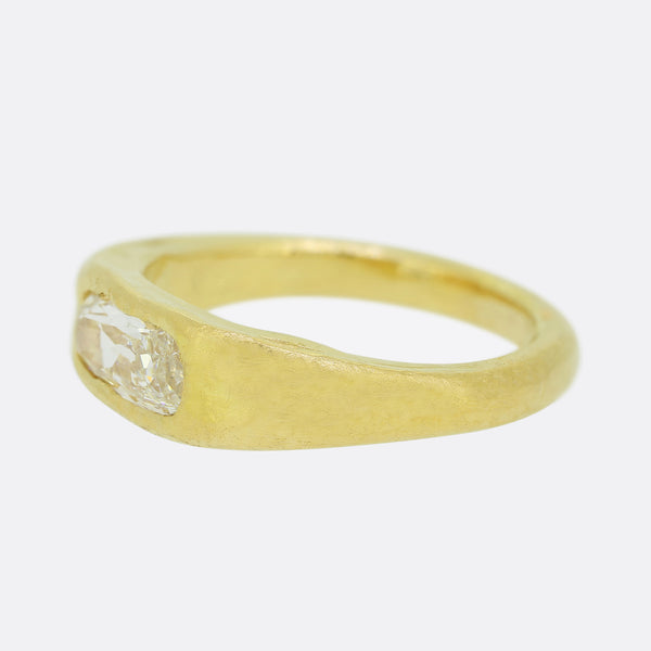 TVJ 1.00 Carat Old Elongated Cushion Cut Diamond Ring