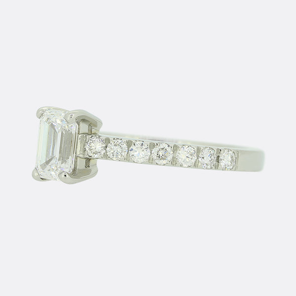 0.80 Carat Emerald Cut Diamond Solitaire Engagement Ring