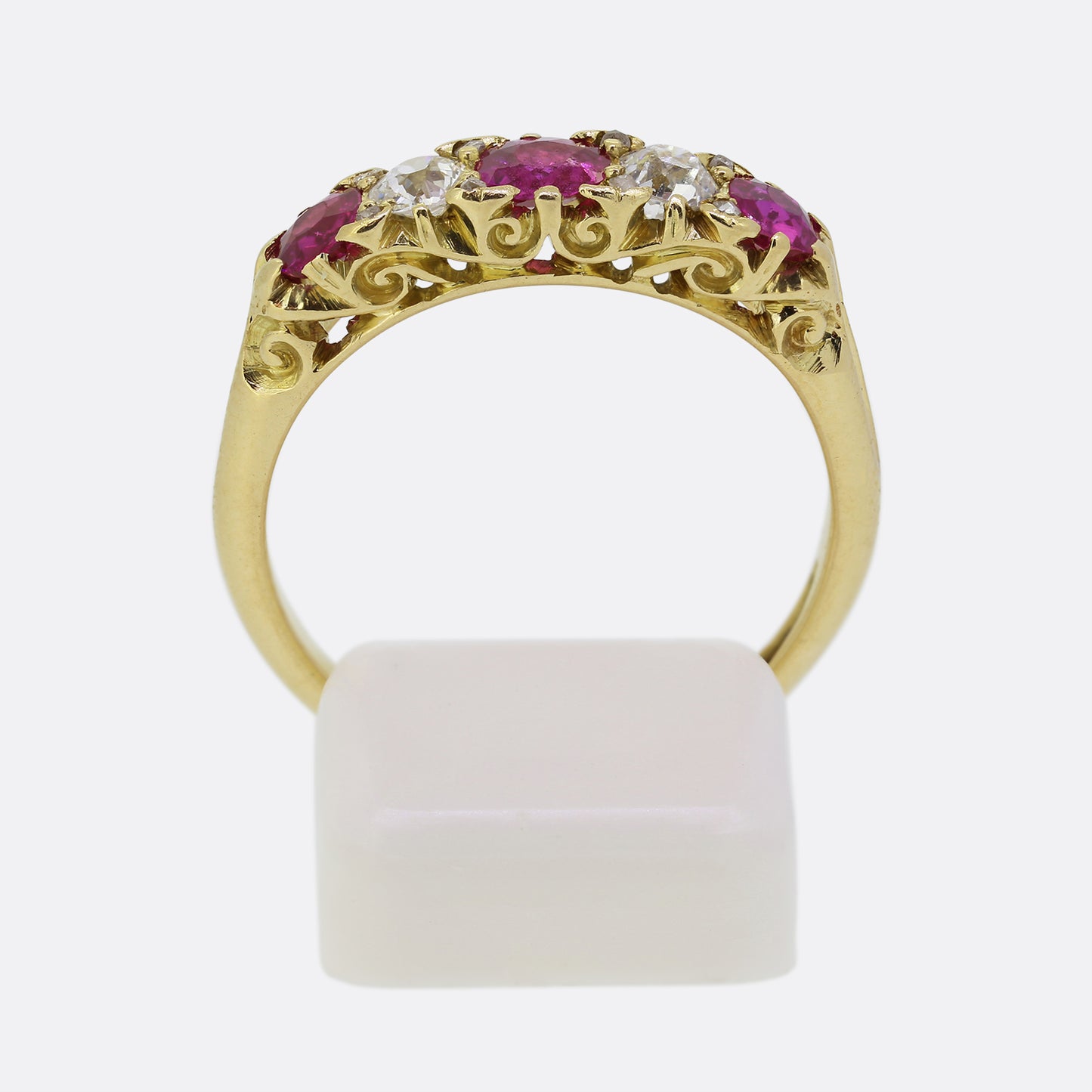 Victorian Five Stone Ruby and Diamond Ring
