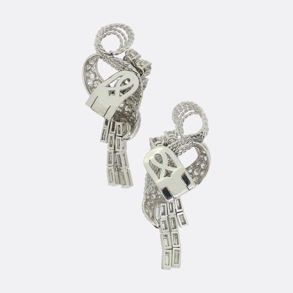 Retro 1950s Diamond Cluster Drop Earrings