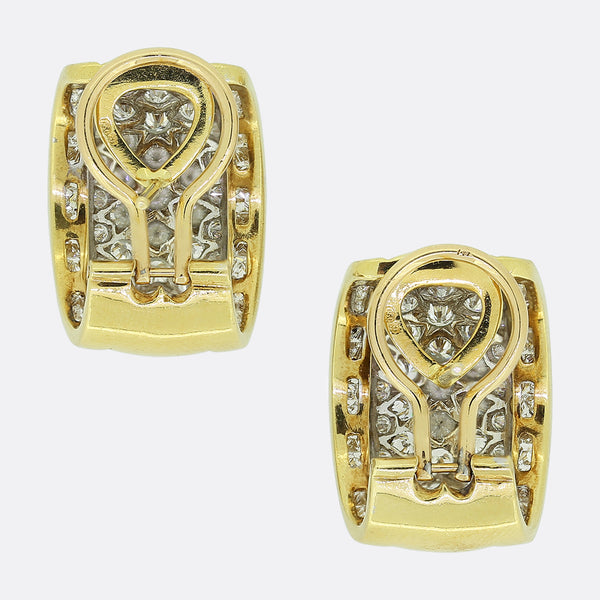 Large Pavé Diamond Set Earrings