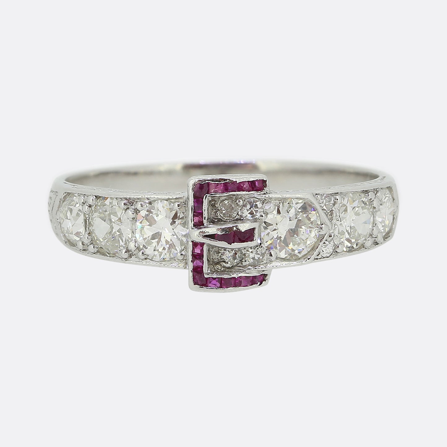 Art Deco Ruby and Diamond Buckle Ring