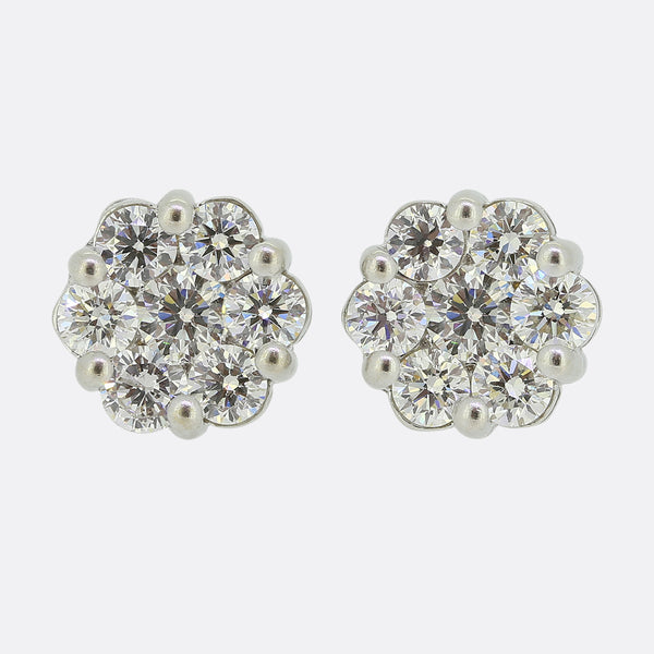 1.60 Carat Diamond Cluster Earrings
