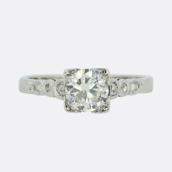 Art Deco Style 0.80 Carat Diamond Ring