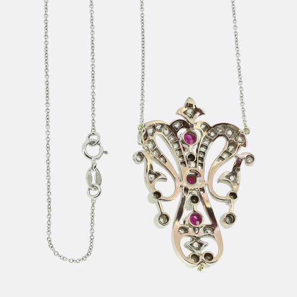 Victorian Ruby and Diamond Drop Necklace