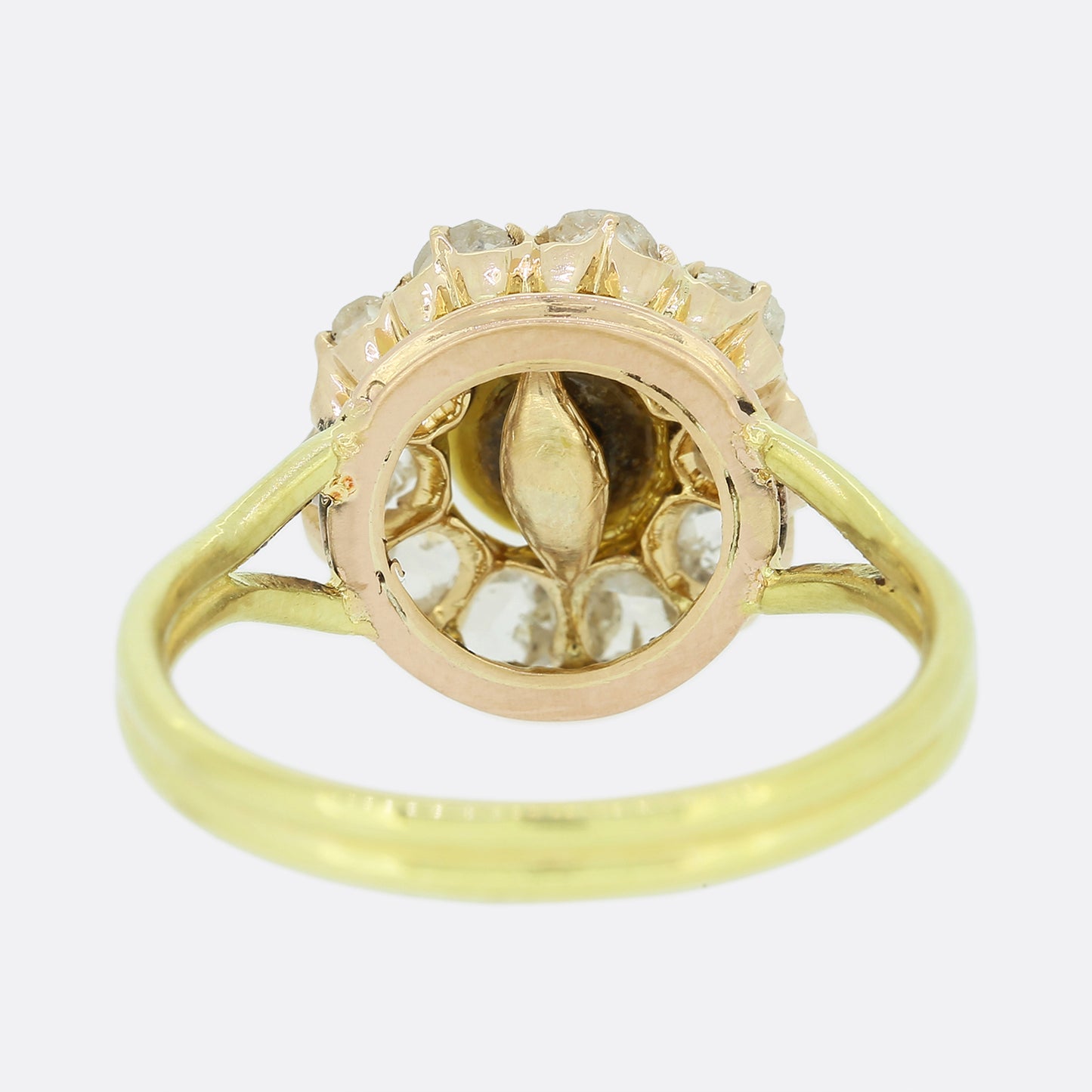 Victorian Natural Pearl and Diamond Cluster Ring