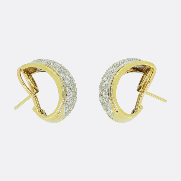 Large Pavé Diamond Set Earrings
