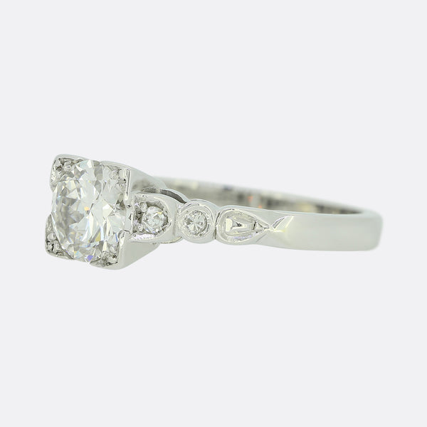 Art Deco Style 0.80 Carat Diamond Ring