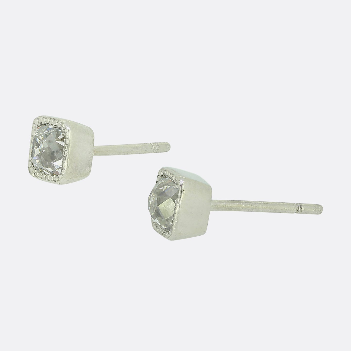 Art Deco 0.65 Carat Old French Cut Diamond Stud Earrings