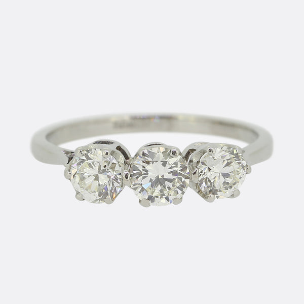 Vintage 1.0 Carat Diamond Three Stone Ring