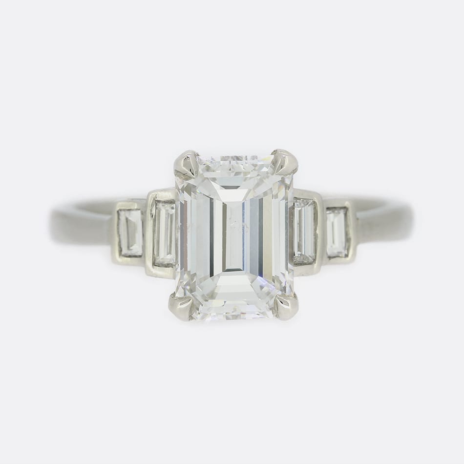 1.70 Carat Emerald Cut Diamond Ring