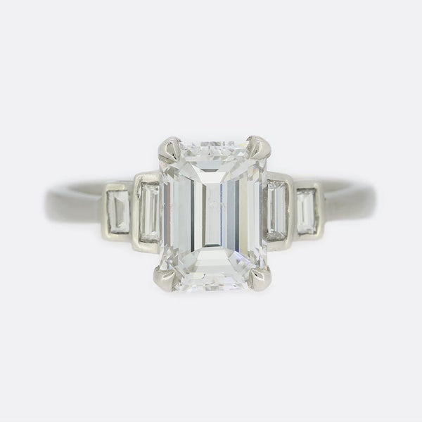 1.70 Carat Emerald Cut Diamond Ring