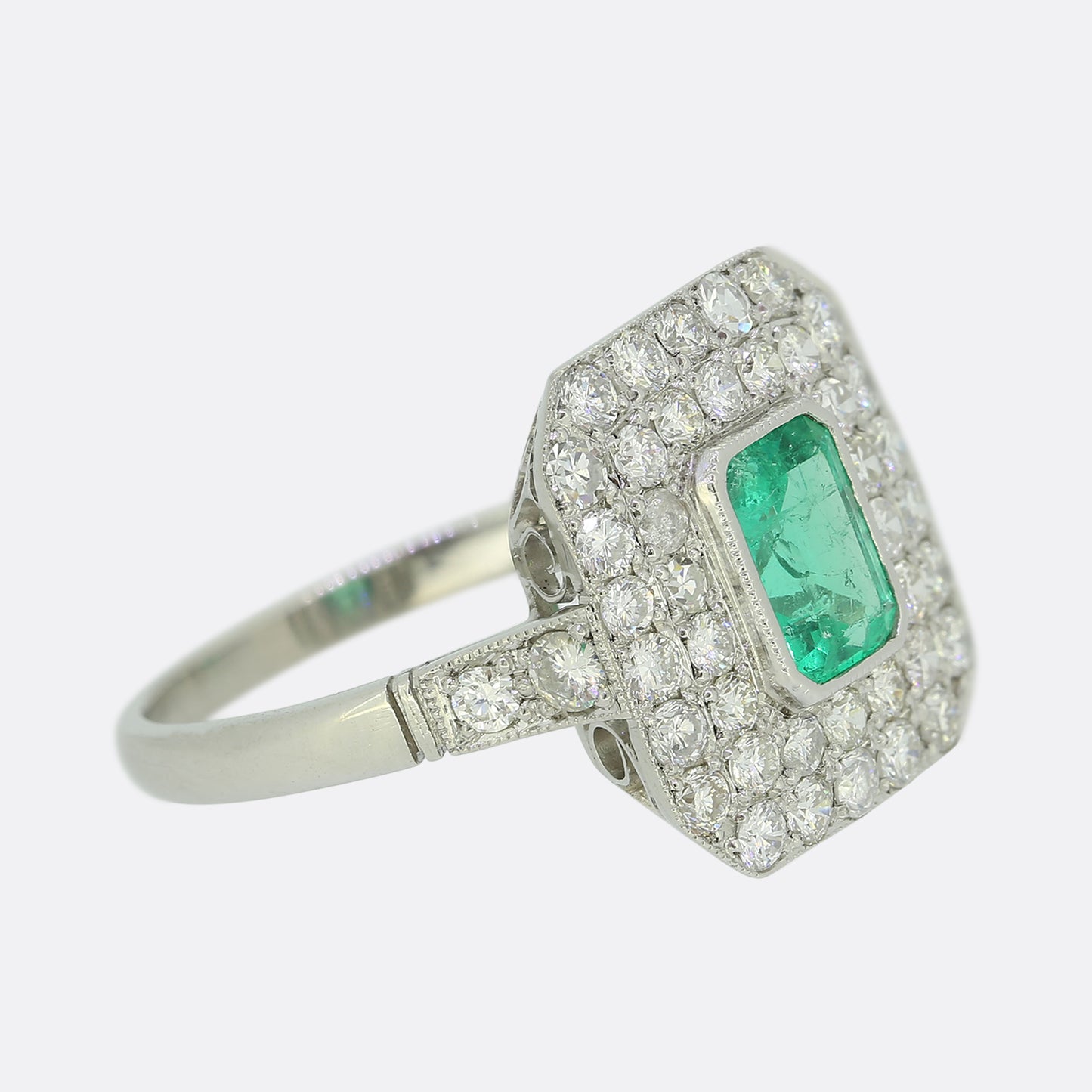 Art Deco Style Emerald and Diamond Ring