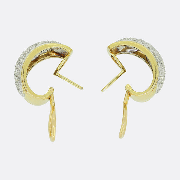 Large Pavé Diamond Set Earrings