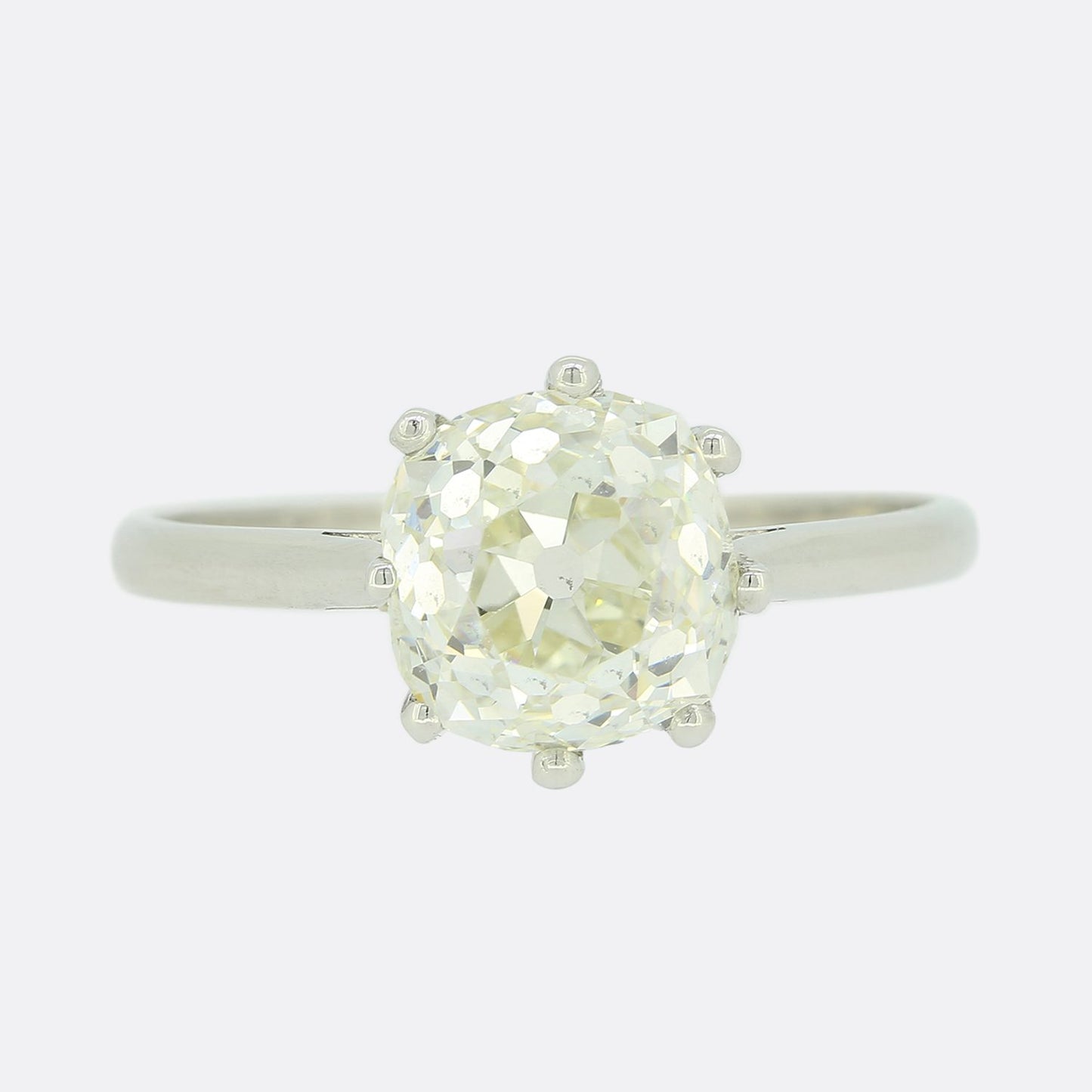 1.95 Carat Old Cushion Cut Diamond Solitaire Ring