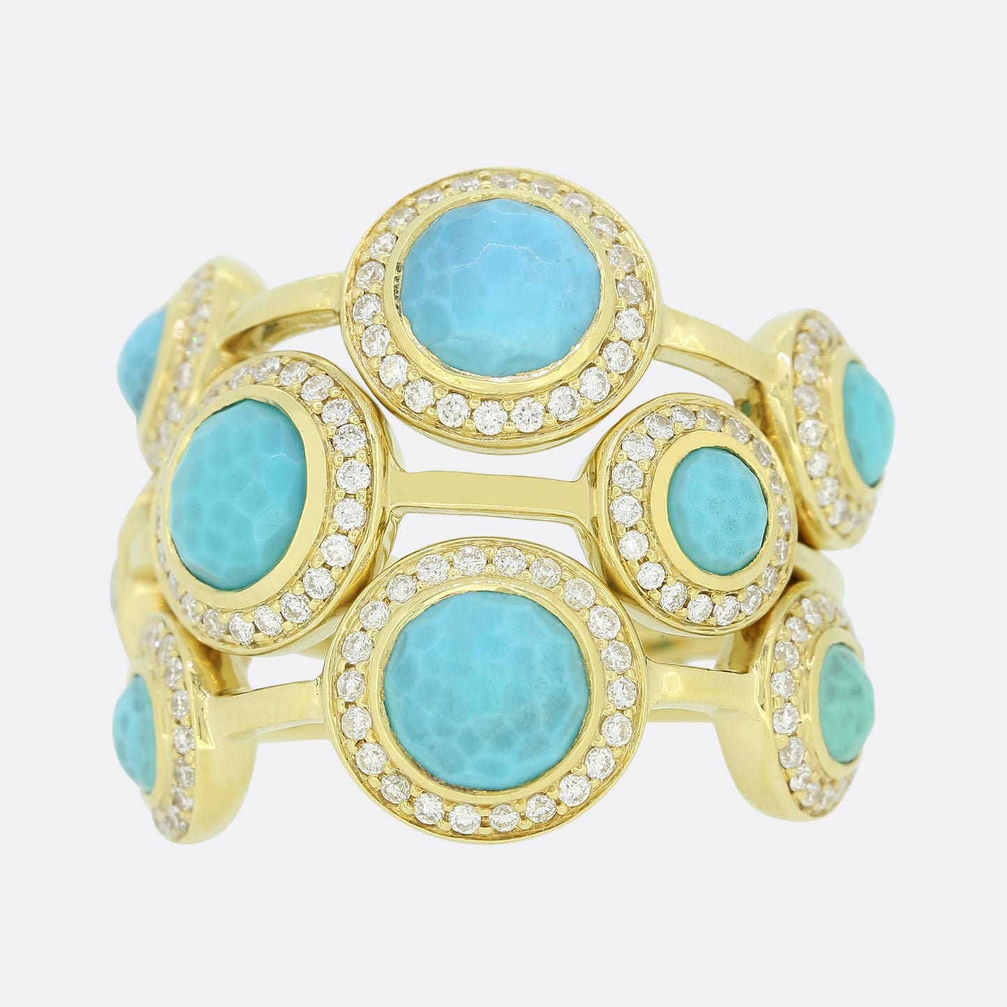 Turquoise and Diamond Cluster Ring