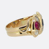 Victorian Ruby Sapphire and Diamond Double Snake Ring