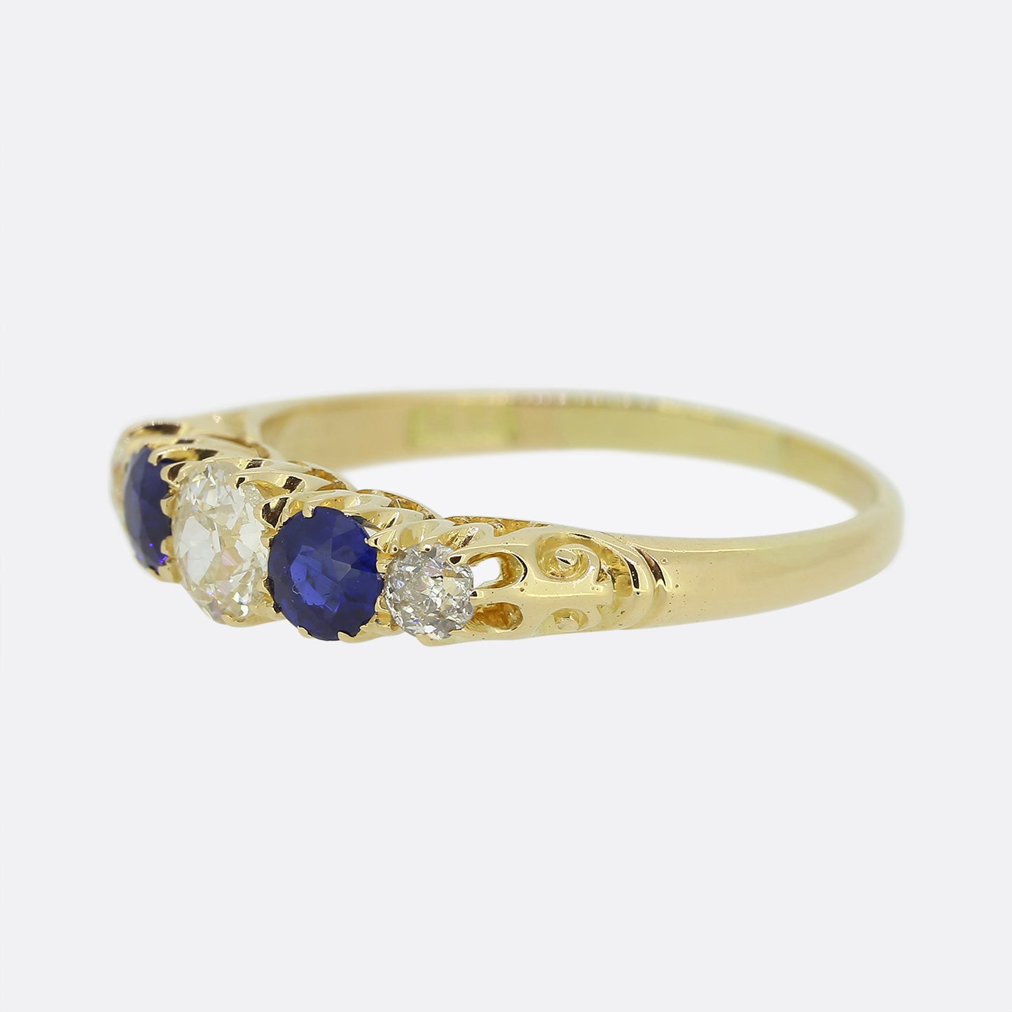 Edwardian Sapphire and Diamond Five-Stone Ring