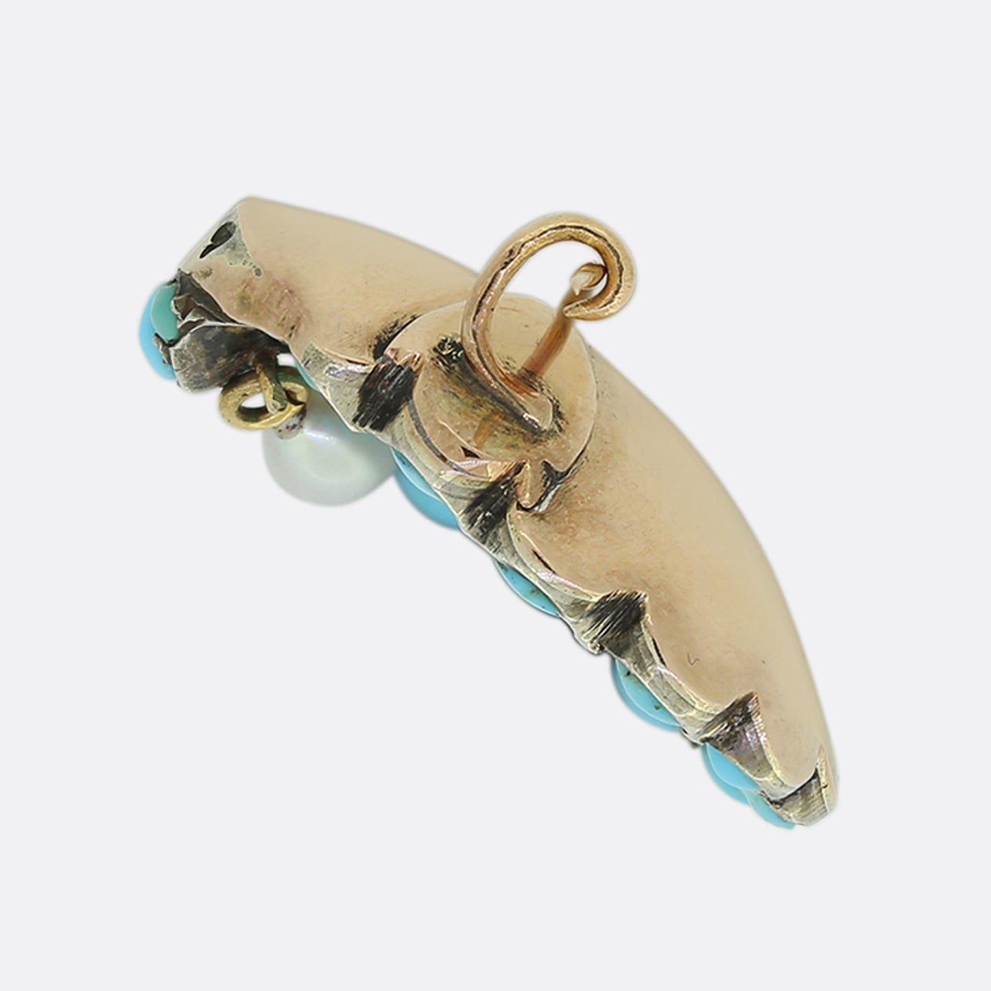 Victorian Turquoise and Pearl Clam Brooch