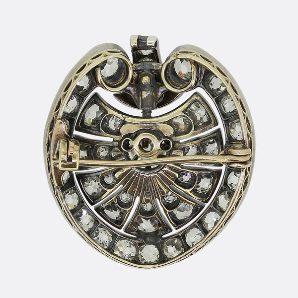 Victorian Old Cut Diamond Palmette Brooch